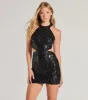 Avani Open Back Sequin Cutout Mini Dress sold by Windsor