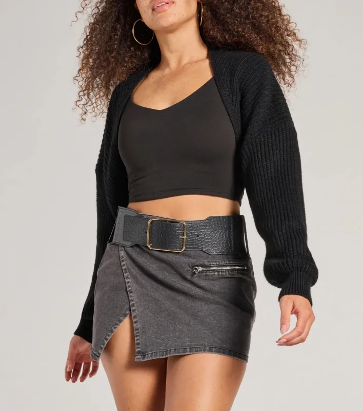 Major Stun Faux Croc-Embossed Wide Stretch Belt sold by Windsor