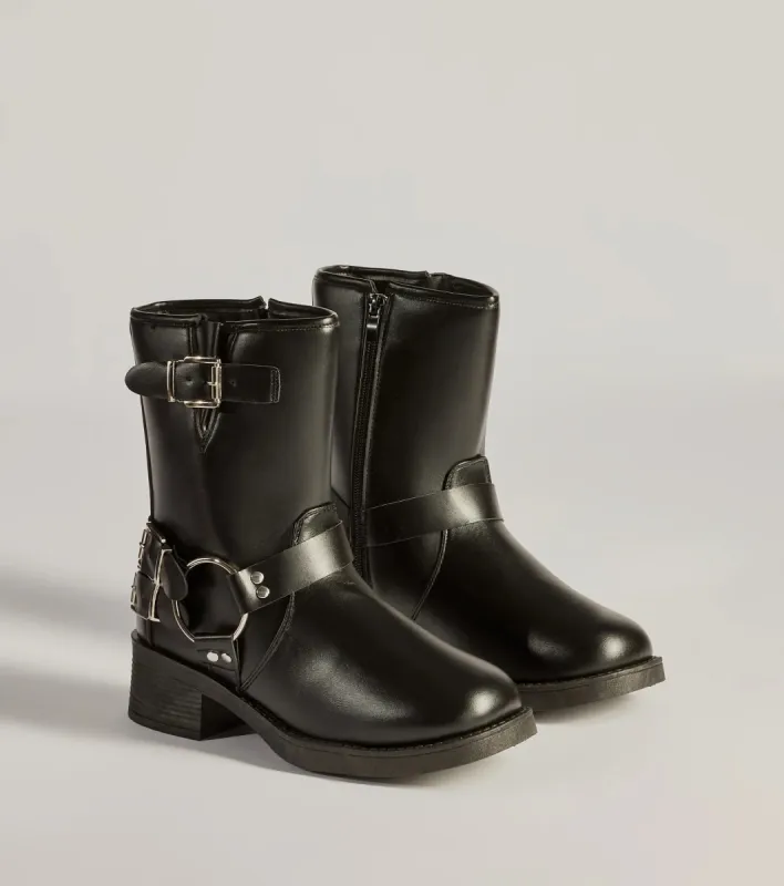 Feelin' Edgy Buckle Strap Moto Booties sold by Windsor