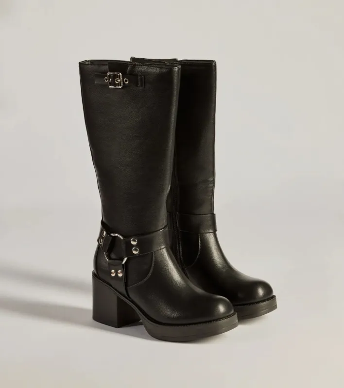 Chic Edge Under-The-Knee Moto Platform Boots sold by Windsor