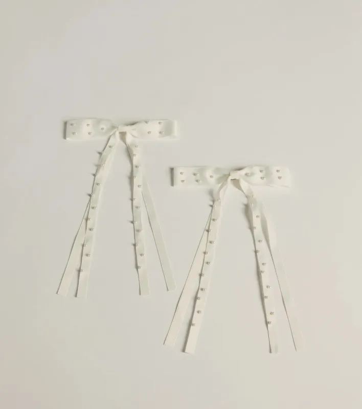 Adorable Vibes Pearl Hair Bow Set sold by Windsor