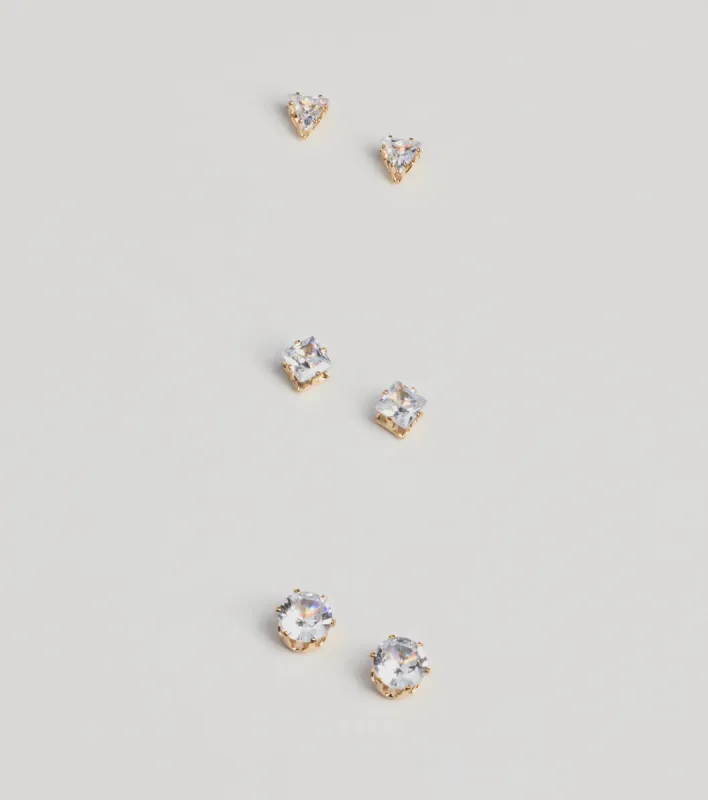Perfect Set Rhinestone Stud Earrings Pack sold by Windsor