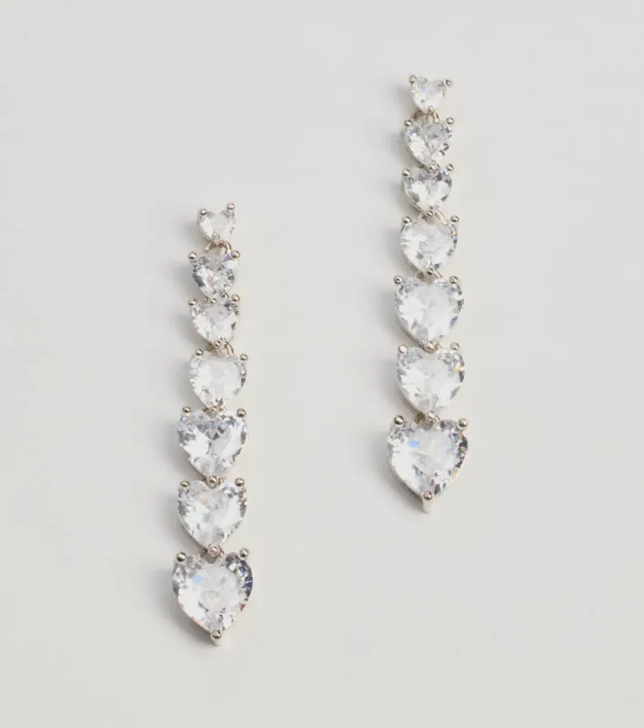 Glam Love Heart-Shaped Cubic Zirconia Duster Earrings sold by Windsor