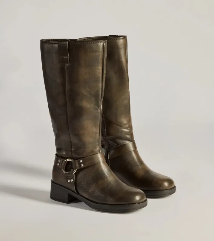 Edgy Look Under-The-Knee Moto Boots sold by Windsor