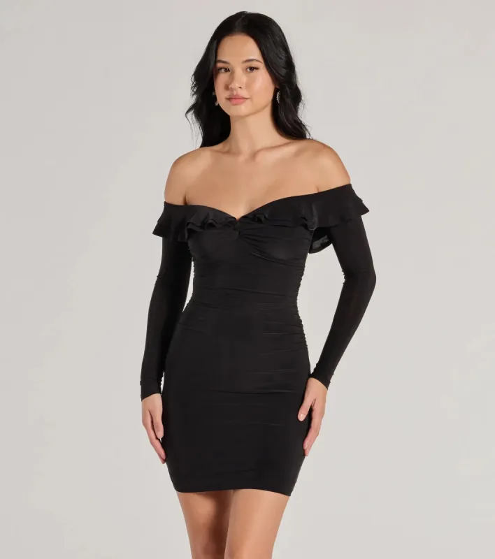 Charming Muse Off-The-Shoulder Ruffled Mini Dress sold by Windsor