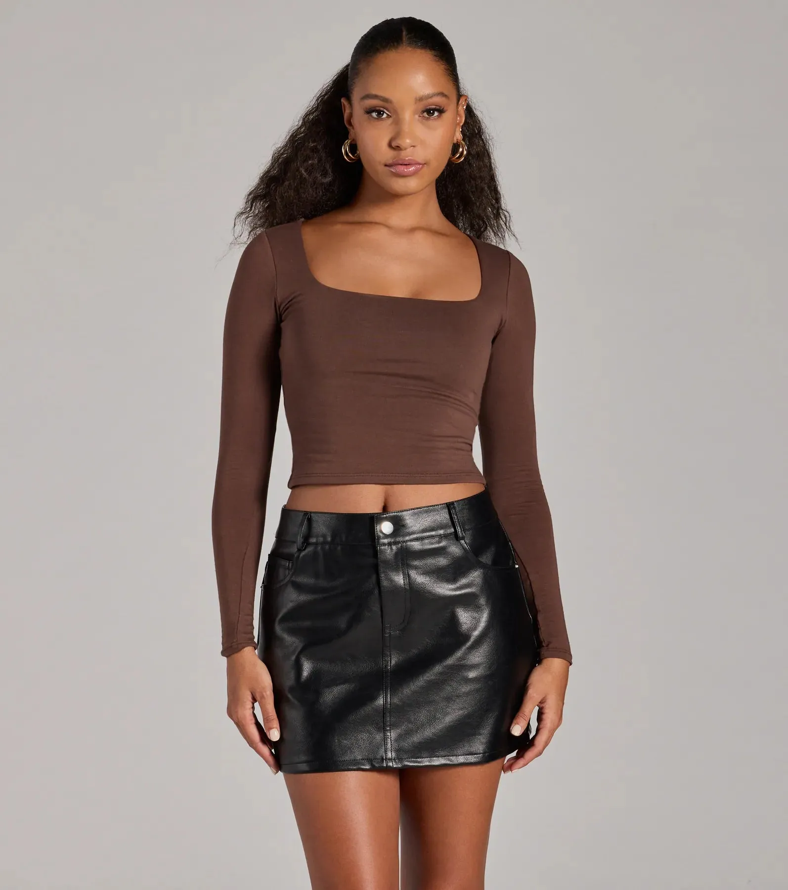 Sleek Edge Faux Leather Mini Skirt sold by Windsor