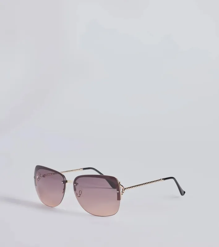 Level Up Rimless Rectangle Sunglasses sold by Windsor