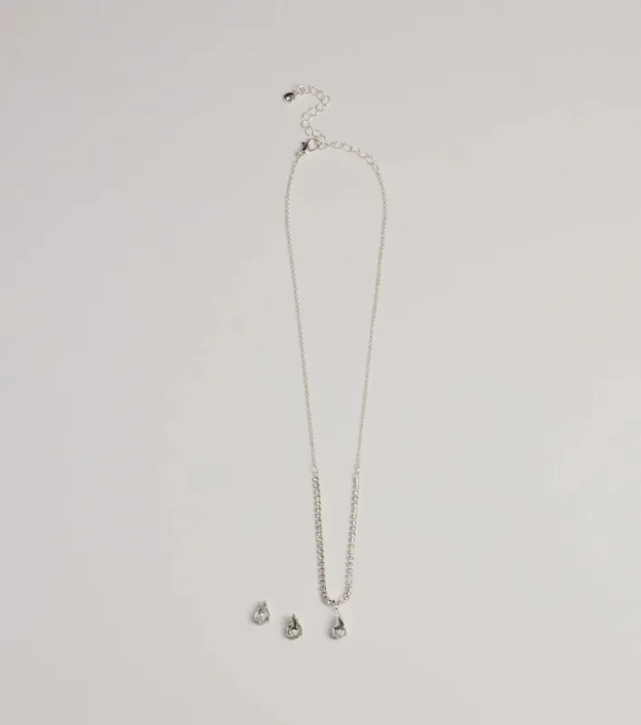 Chic Delicate Rhinestone Necklace And Earrings Set sold by Windsor