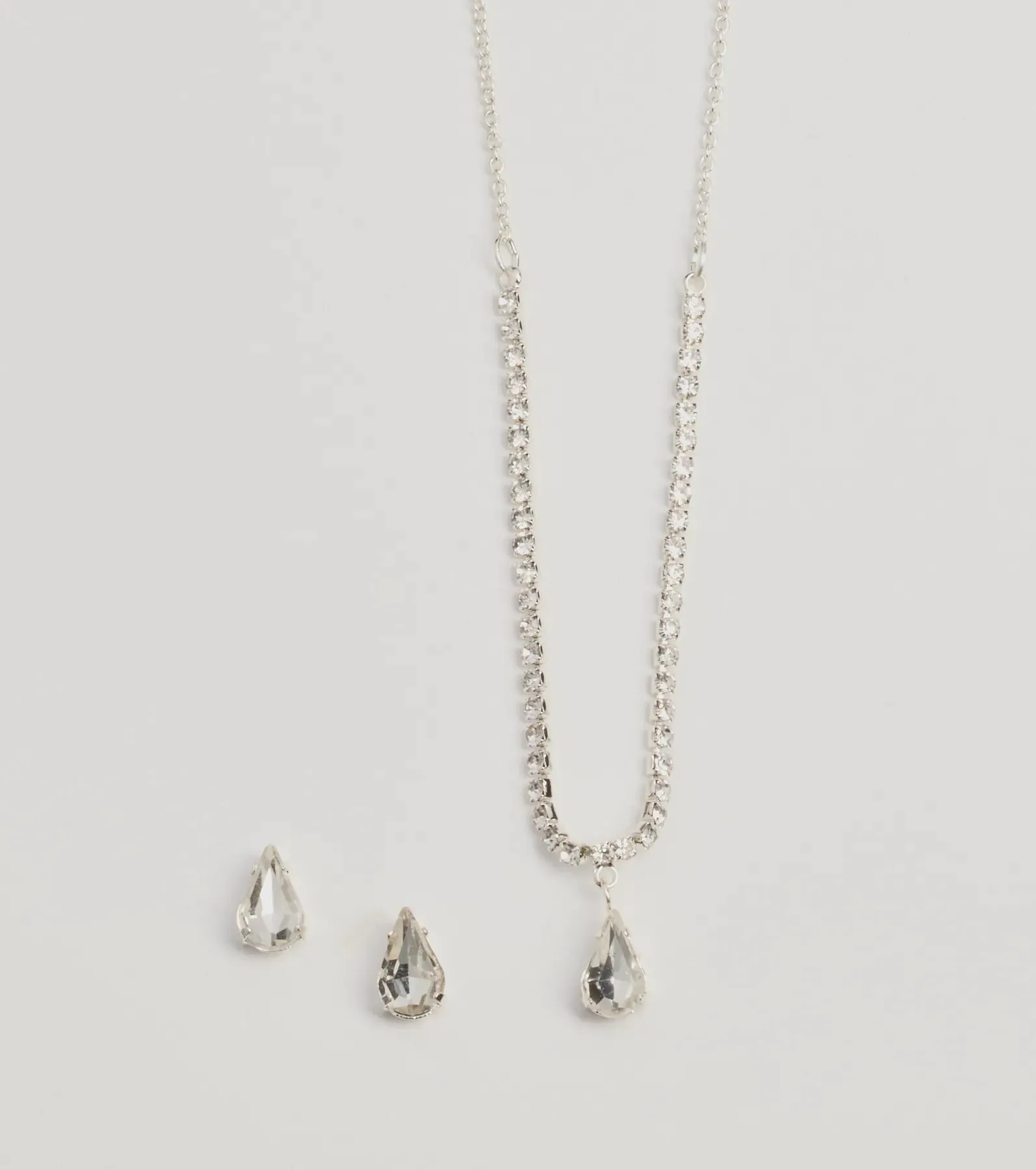 Chic Delicate Rhinestone Necklace And Earrings Set sold by Windsor product image thumbnail 2