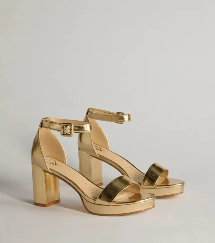 Bring The Shine Metallic Faux Leather Platform Heels sold by Windsor