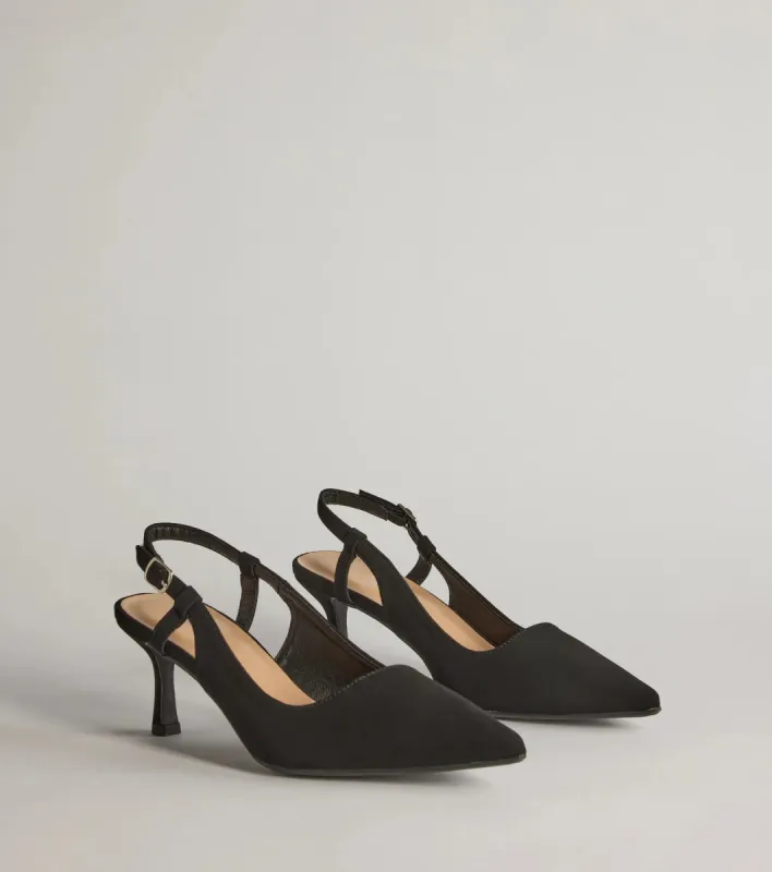 Forever Chic Pointed-Toe Slingback Kitten Heels sold by Windsor
