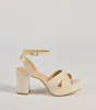 Trendy Moment Faux Croc-Embossed Criss-Cross Platform Heels sold by Windsor