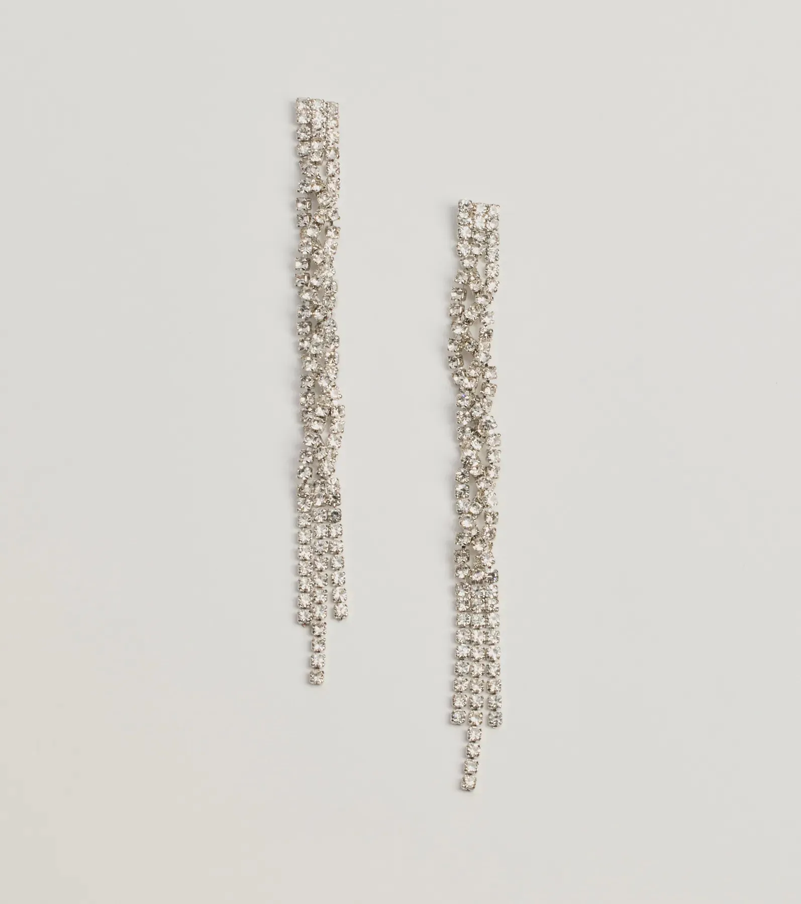 Living Luxe Rhinestone Fringe Twist Earrings sold by Windsor