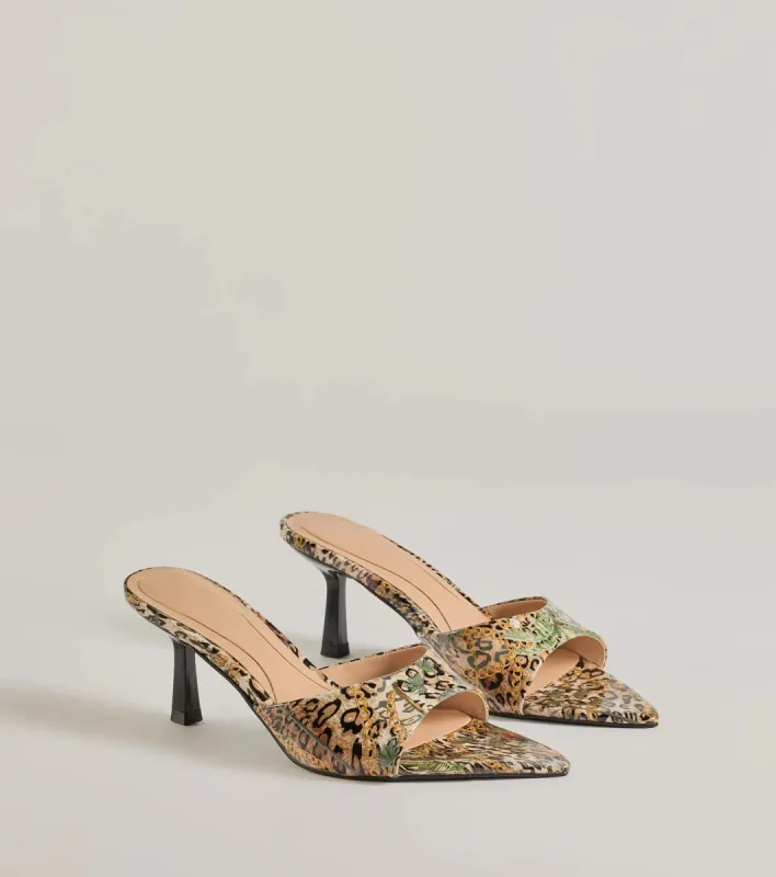 Roaring Luxe Leopard Print Stiletto Mules sold by Windsor