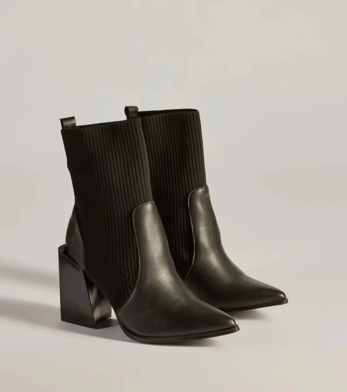 Runway Ready Faux Leather And Knit Ankle Booties sold by Windsor