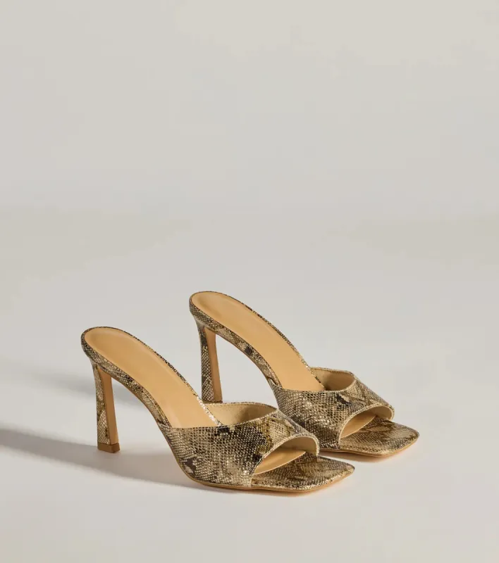 Striking Chic Snake Print Stiletto Mules sold by Windsor