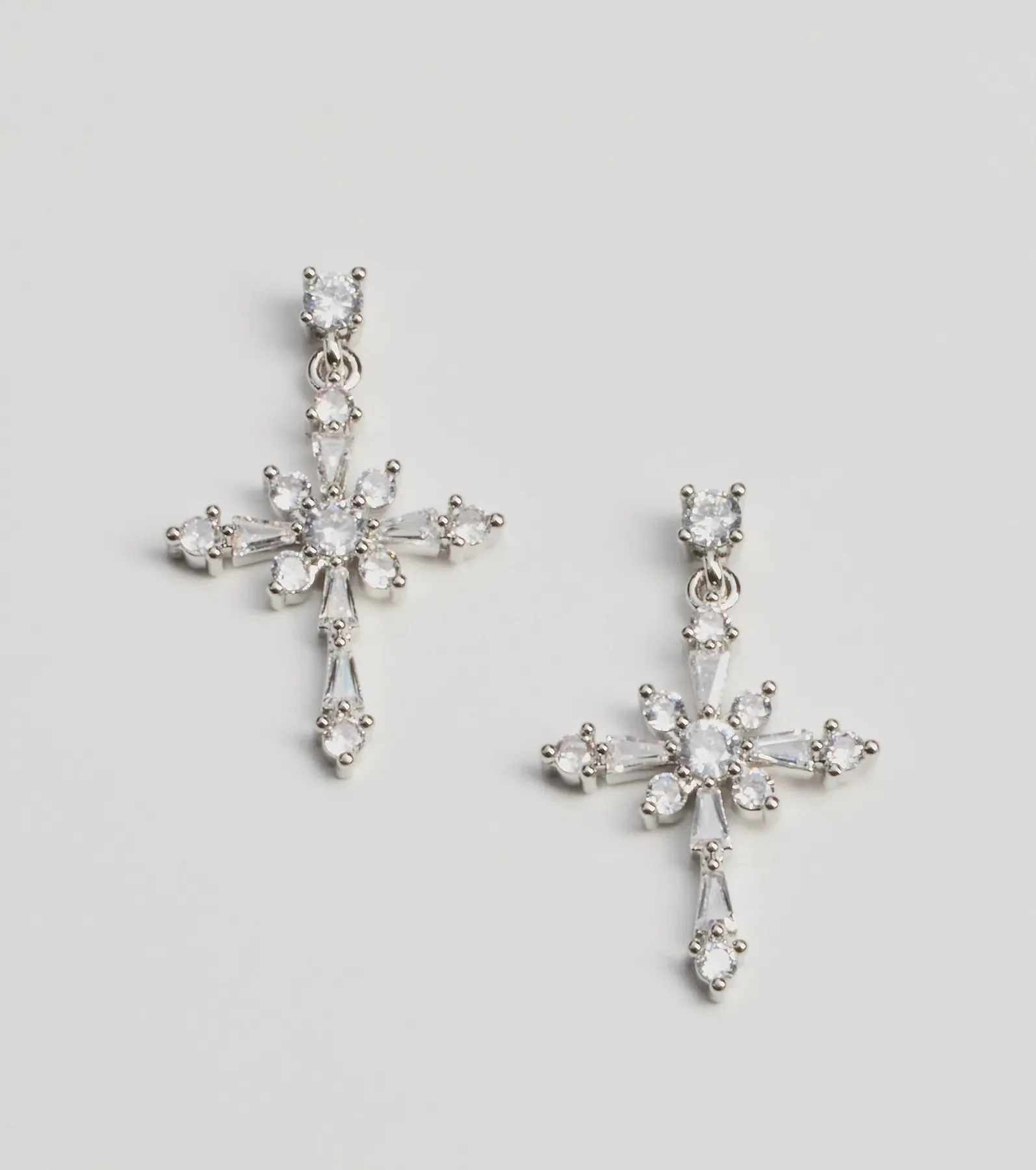 Divine Dazzle Cubic Zirconia Cross Charm Earrings sold by Windsor