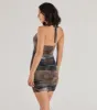 Ethereal Muse Abstract Marble Ruched Mini Dress sold by Windsor