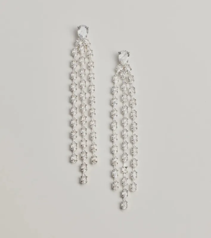 Starlit Beauty Fringe Rhinestone Earrings sold by Windsor