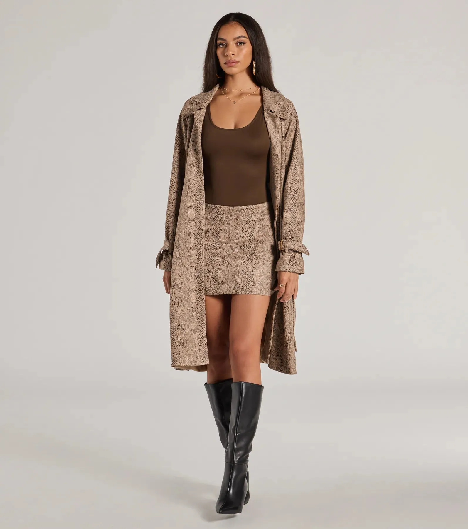 Chic Mood Snake Print Faux Suede Mini Skirt sold by Windsor product image thumbnail 3