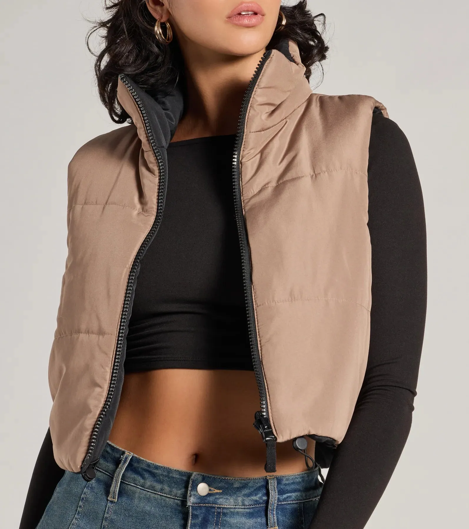 Casual Sleek Reversible Cropped Puffer Vest sold by Windsor product image thumbnail 4
