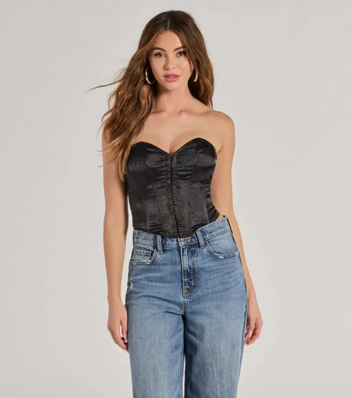 Sexy Allure Floral Jacquard Satin Corset Top sold by Windsor