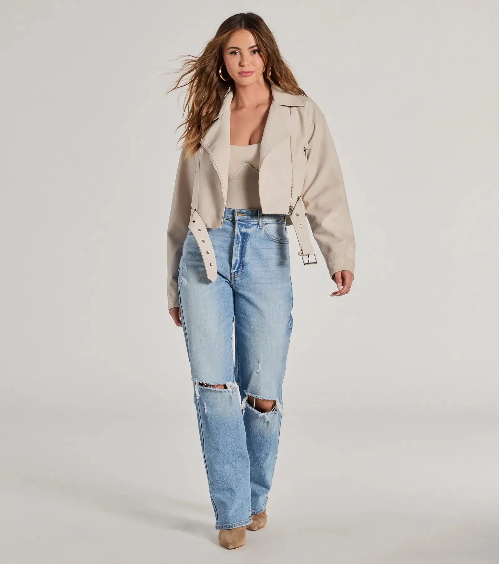 Modern Icon Oversized Faux Leather Belted Moto sold by Windsor product image thumbnail 3