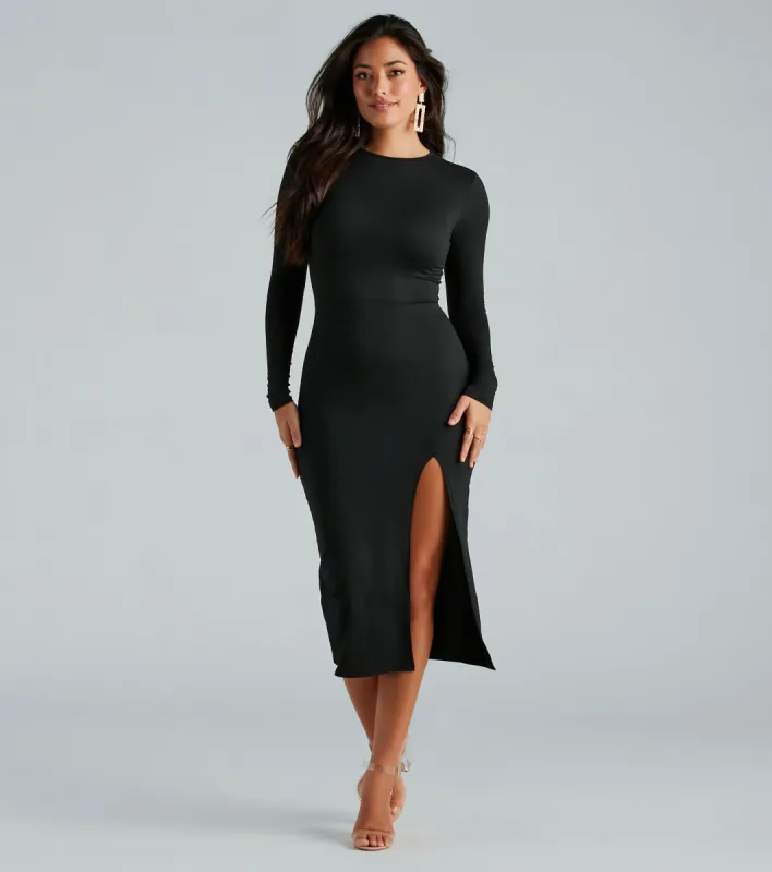 Standout Staple Crew Neck Cutout Midi Dress sold by Windsor