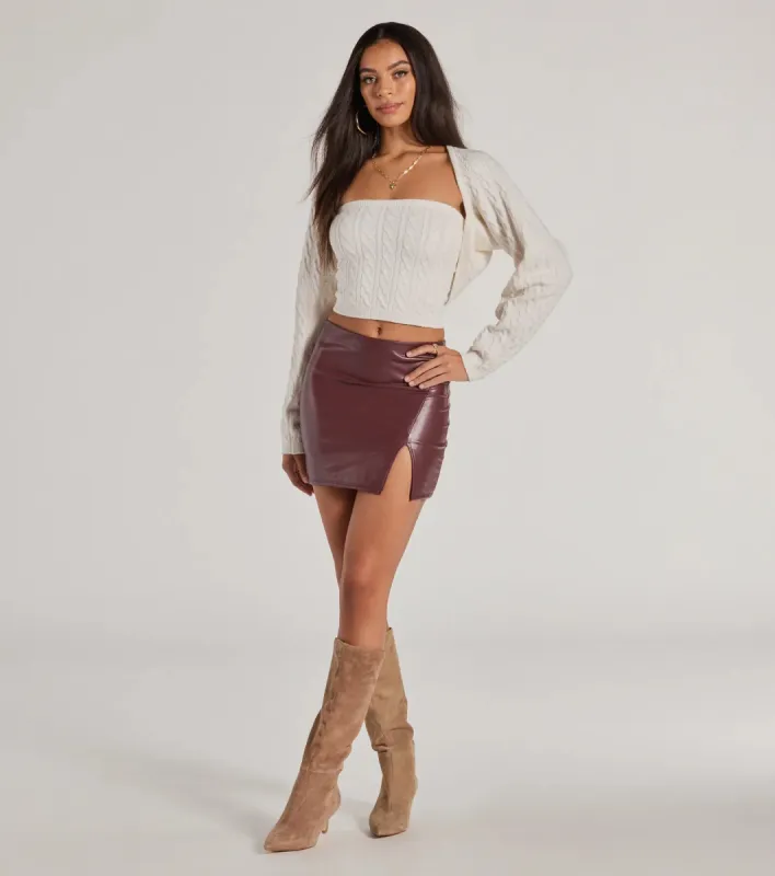 Bold Allure Faux Leather Mini Skirt sold by Windsor