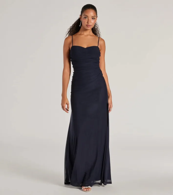 Samira Mesh High Slit A-Line Formal Dress sold by Windsor