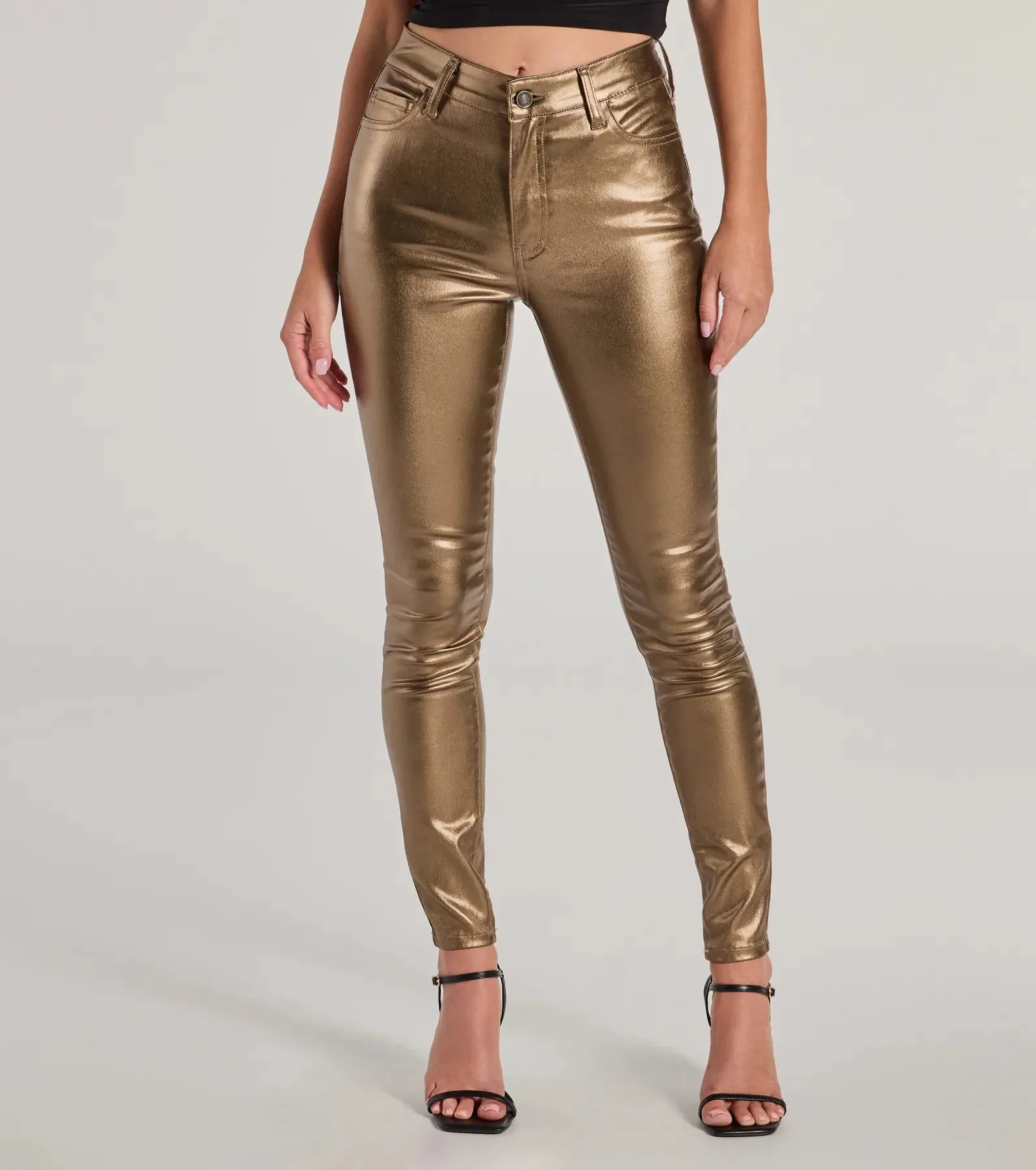 Fab Moves Metallic Faux Leather Skinny Pants sold by Windsor product image thumbnail 4