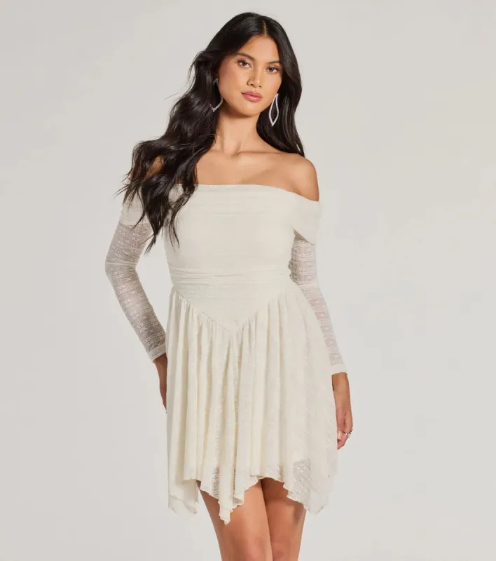 Bohemian Chic Lace Off-The-Shoulder Skater Dress sold by Windsor
