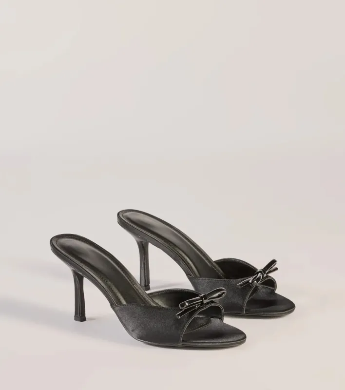 Chic Elegance Faux Leather Stiletto Bow Mules sold by Windsor