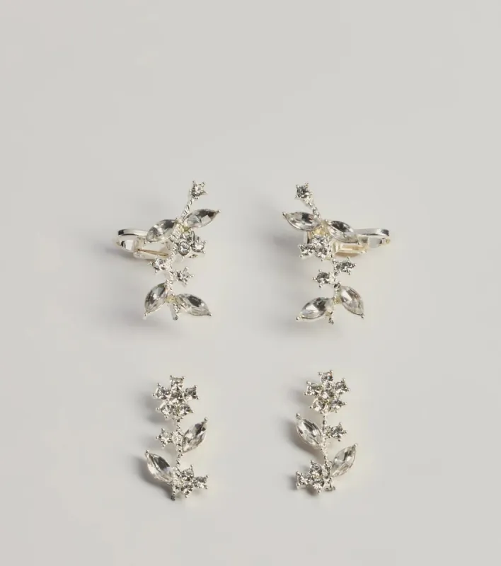 A Touch Of Luxe Rhinestone Leaf Ear Crawler Earrings sold by Windsor
