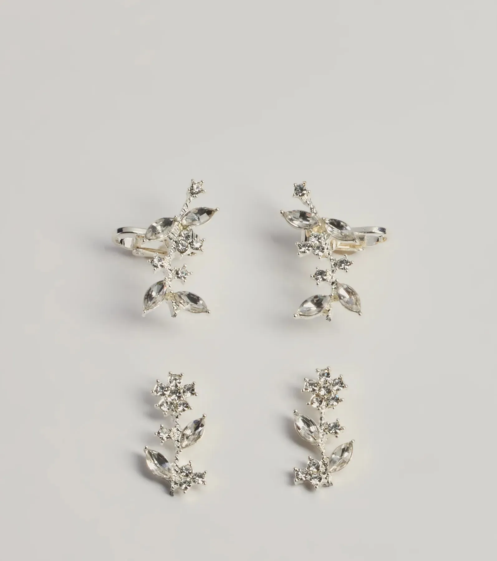 A Touch Of Luxe Rhinestone Leaf Ear Crawler Earrings sold by Windsor