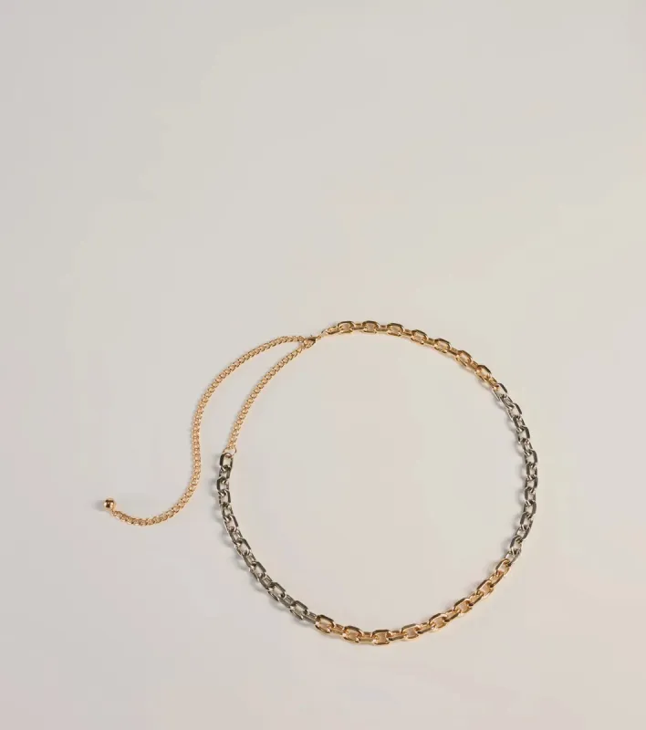 Edgy Fierce Mixed Metal Chain Link Belt sold by Windsor