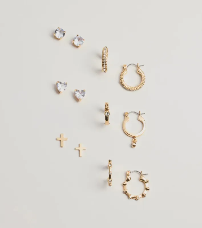 Trendy Six-Pack Stud And Hoop Earrings Set sold by Windsor