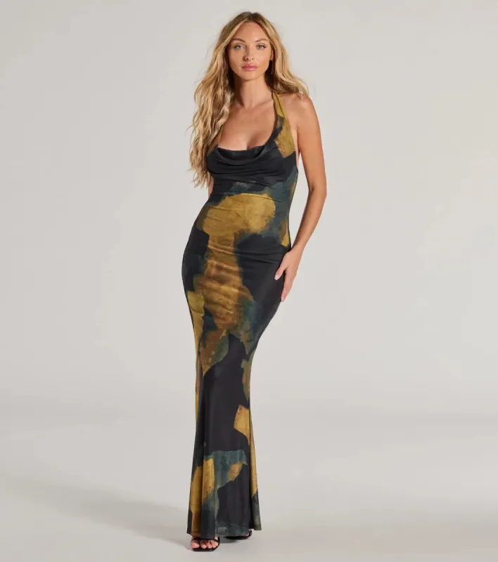 Work Of Art Abstract Marble Print Maxi Dress sold by Windsor