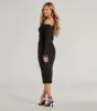 Classic And Sleek Knit Off-Shoulder Long Sleeve Midi Dress sold by Windsor