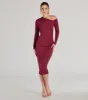 Classic And Sleek Knit Off-Shoulder Long Sleeve Midi Dress sold by Windsor