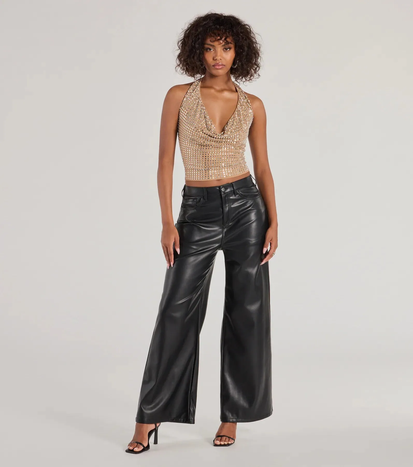 Glitzy Chic Cropped Rhinestone Halter Top sold by Windsor product image thumbnail 3