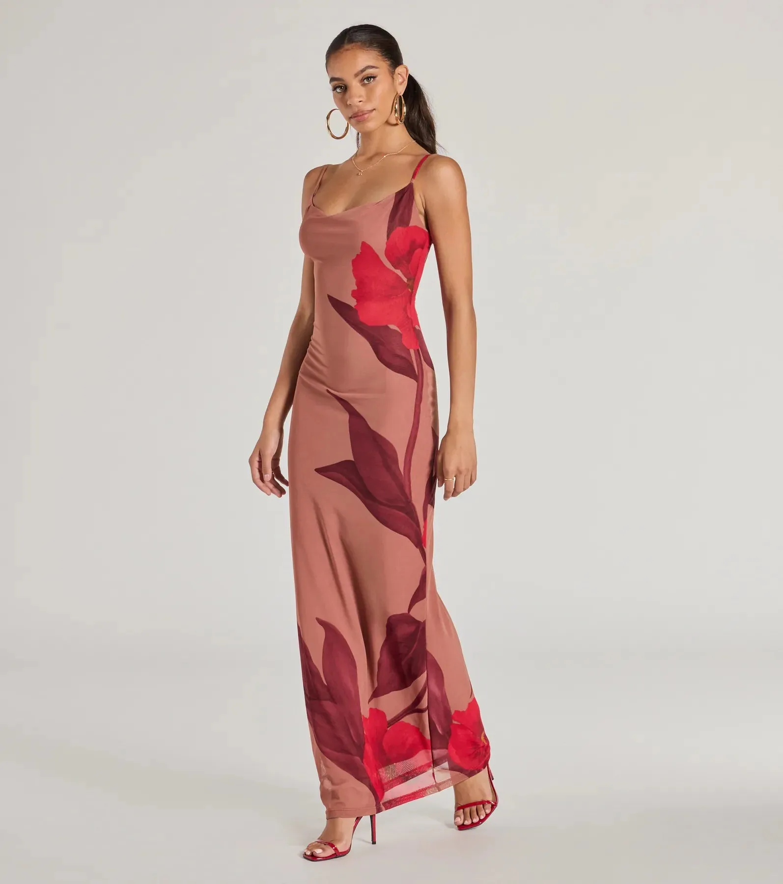 Gorgeous Aura Floral Mesh Maxi Dress sold by Windsor product image thumbnail 4