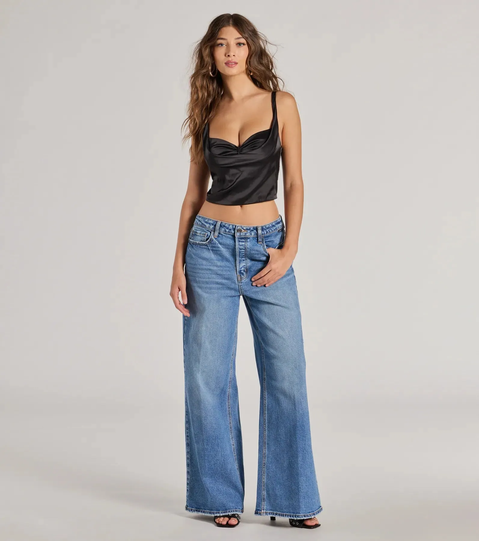 Glam Vibes Satin Sleeveless Crop Top sold by Windsor product image thumbnail 3