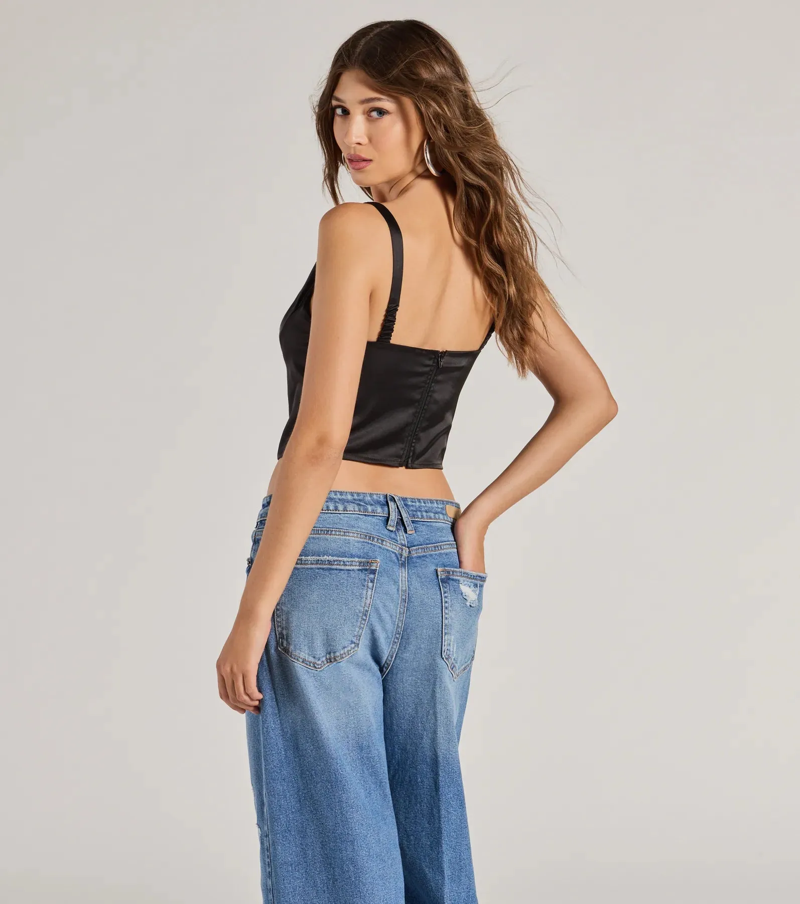 Glam Vibes Satin Sleeveless Crop Top sold by Windsor product image thumbnail 2