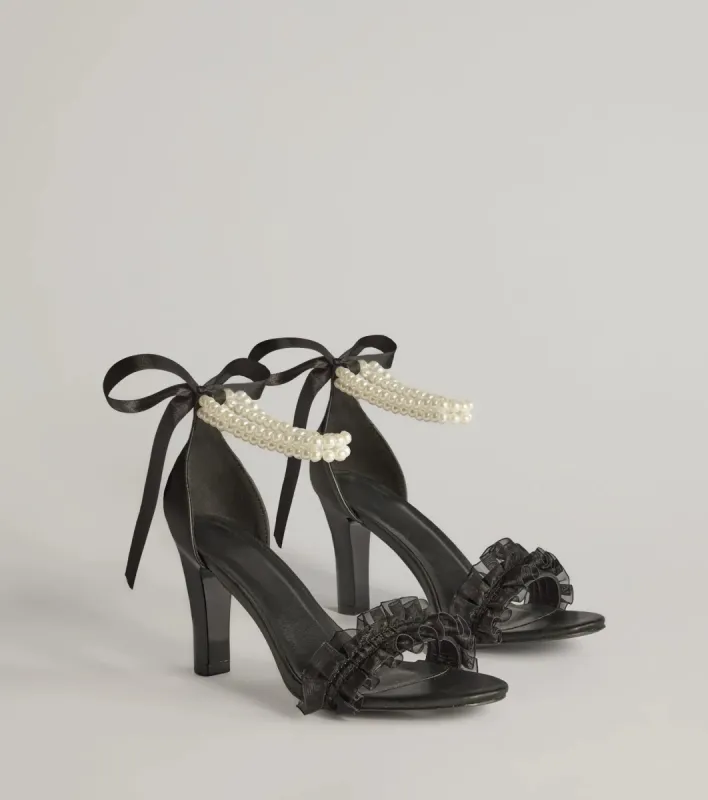 Chic Touch Pearl Strap Bow Stiletto Heels sold by Windsor
