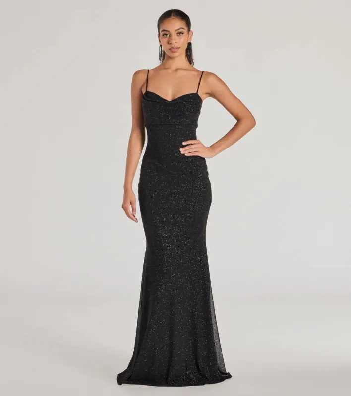 Aileen Sleeveless Glitter Mesh Mermaid Dress sold by Windsor