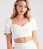 Denim Darling Puff Sleeve Cutout Romper sold by Windsor