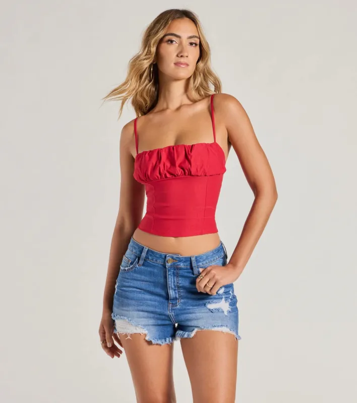 Double Up Sleeveless Ruched Crop Top sold by Windsor