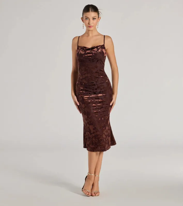 Oh-So-Chic Floral Velvet Burnout Midi Dress sold by Windsor
