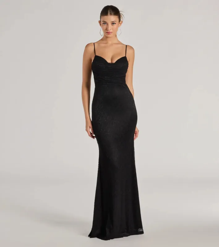 Lylah Lace Cowl Neck Mermaid Dress sold by Windsor